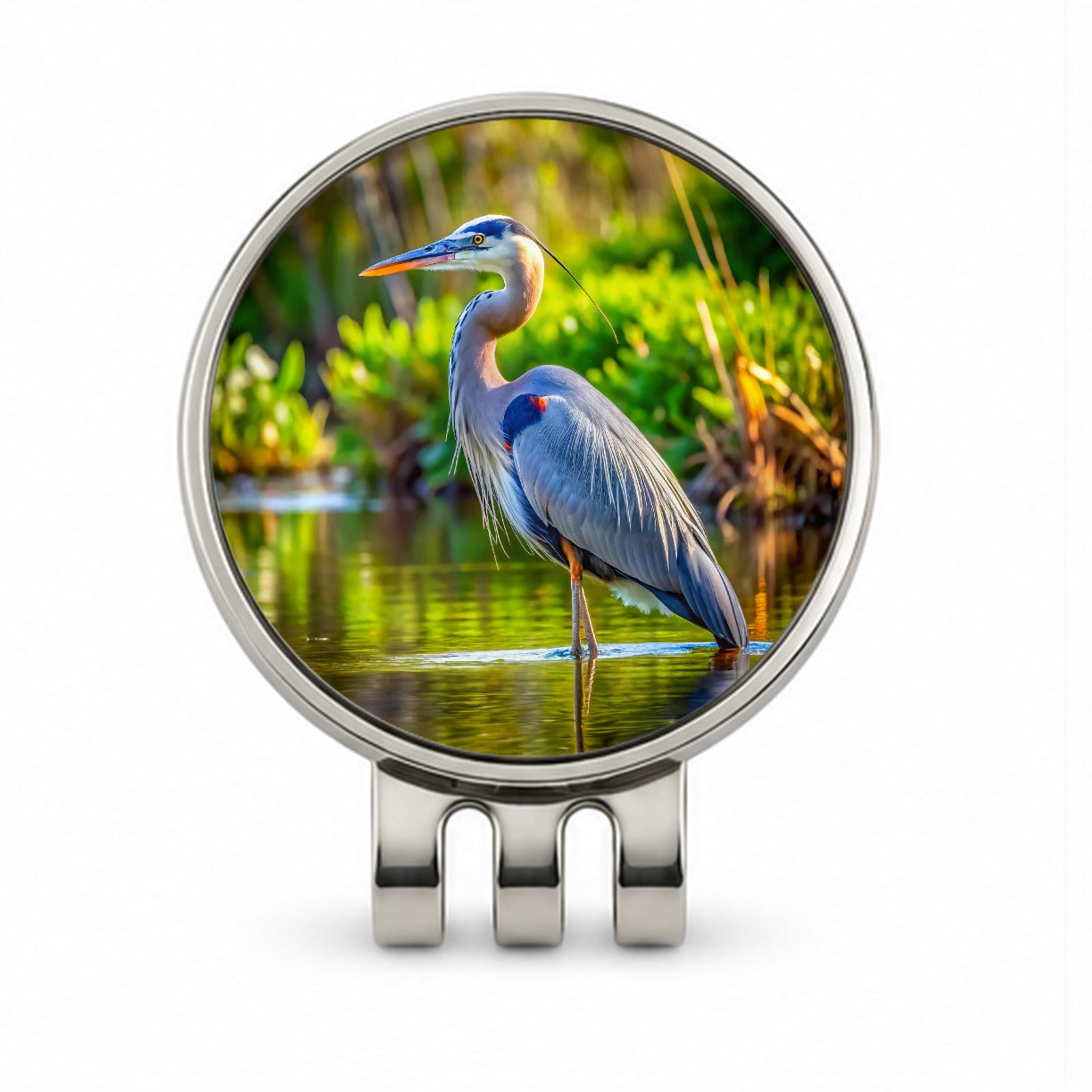 Great Blue Heron Golf Hat Clip with Ball Marker