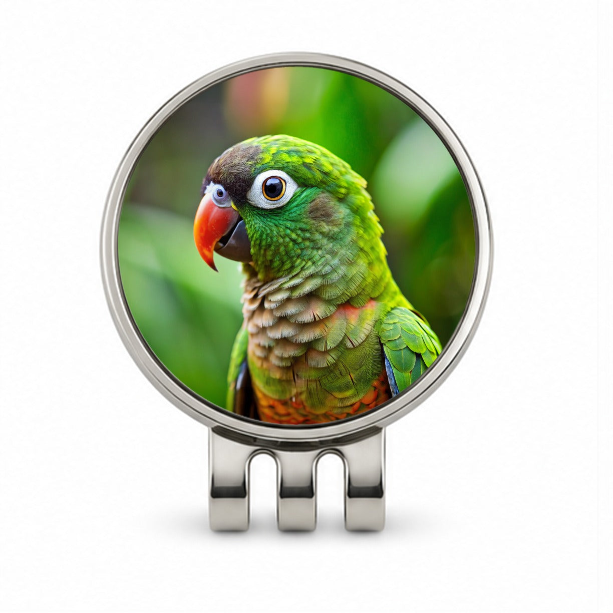 Green Conure Parakeet Bird Golf Hat Clip with Ball Marker
