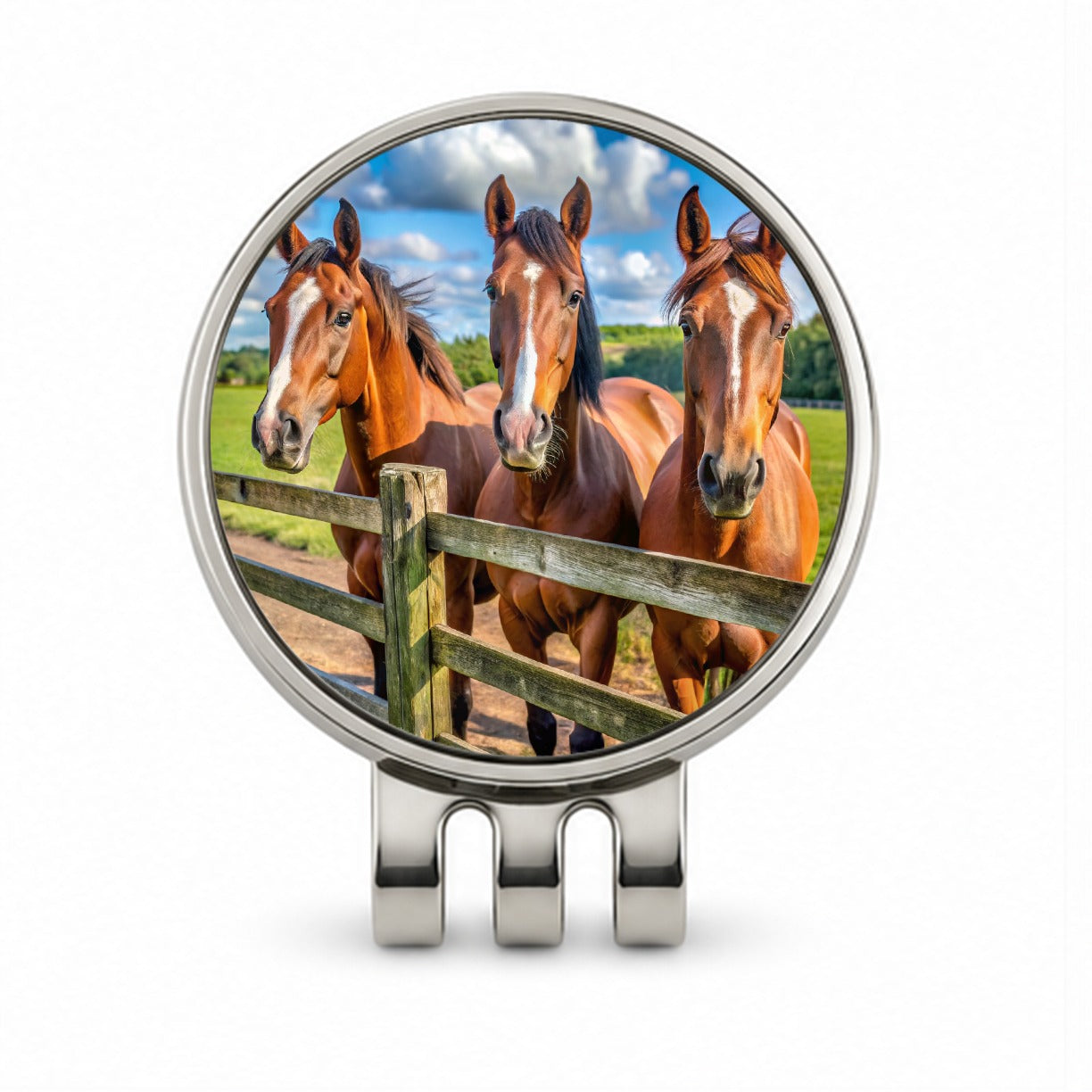 Horses Standing At The Fence Golf Hat Clip with Ball Marker