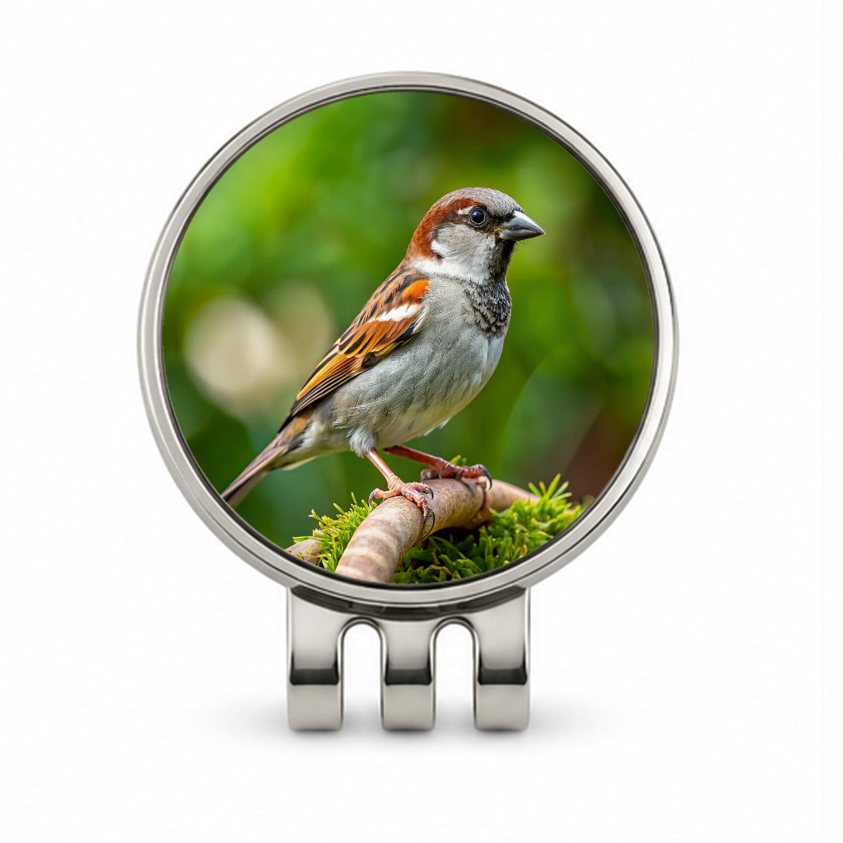 House Sparrow Backyard Bird Golf Hat Clip with Ball Marker