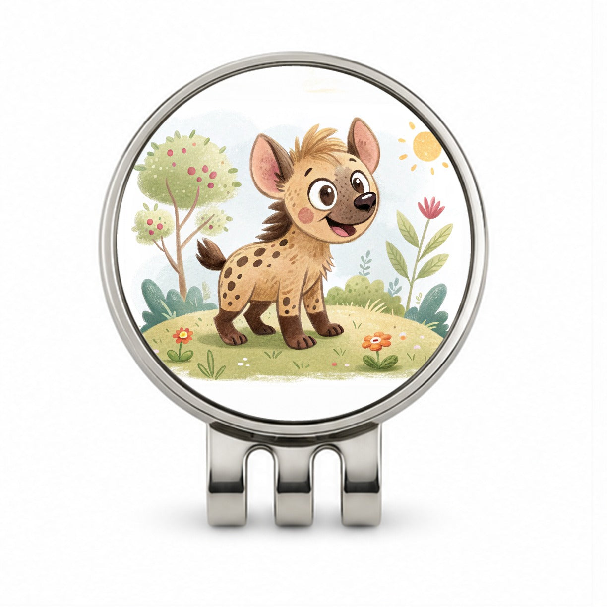 Hyena Children's Illustration Style Golf Hat Clip with Ball Marker