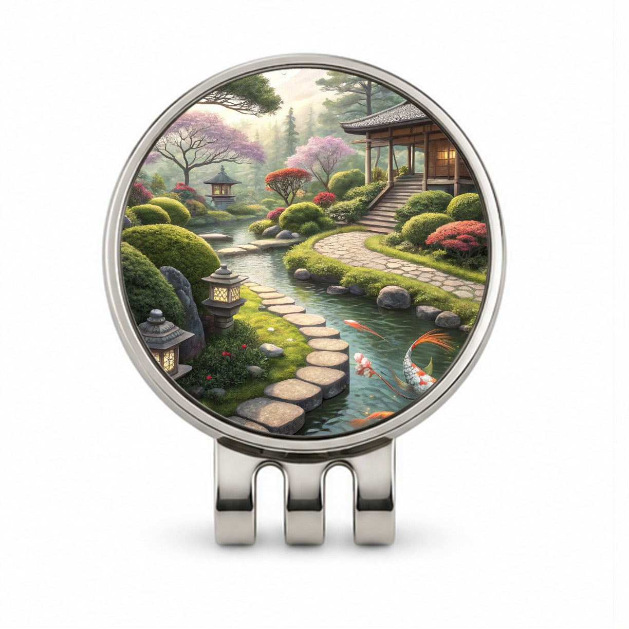 Japanese Garden with Koi Golf Hat Clip with Ball Marker