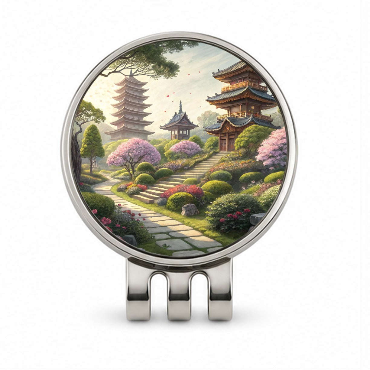 Japanese Garden With Pagodas Golf Hat Clip with Ball Marker