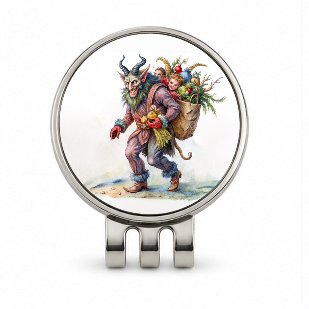 Krampus Carrying Bag Of Children Illustration Golf Hat Clip with Ball Marker