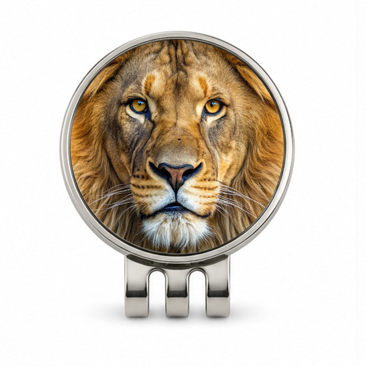 Lion Face Golf Hat Clip with Ball Marker