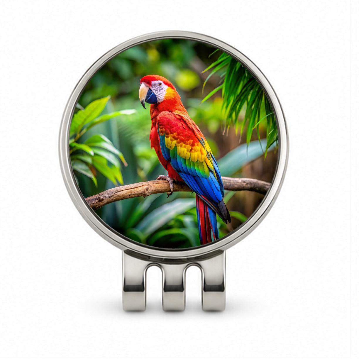 Macaw Parrot Bird On Branch Golf Hat Clip with Ball Marker