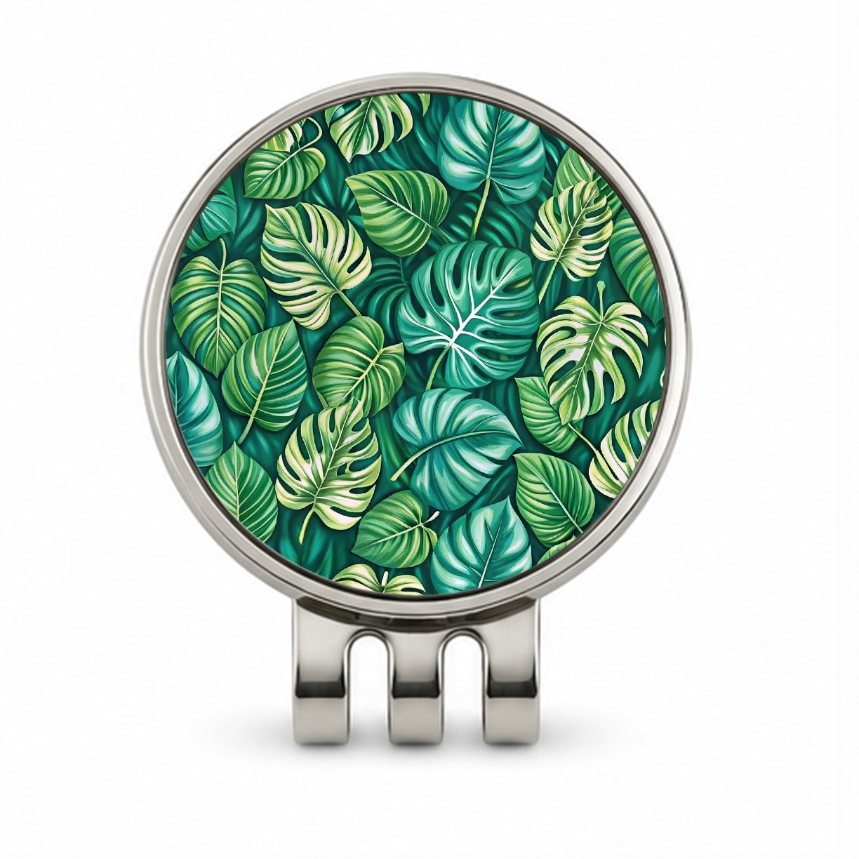 Monstera Leaves Pattern Golf Hat Clip with Ball Marker