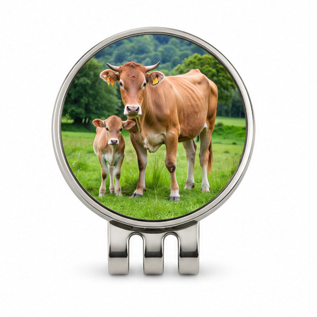 Mother Cow With Calf Golf Hat Clip with Ball Marker