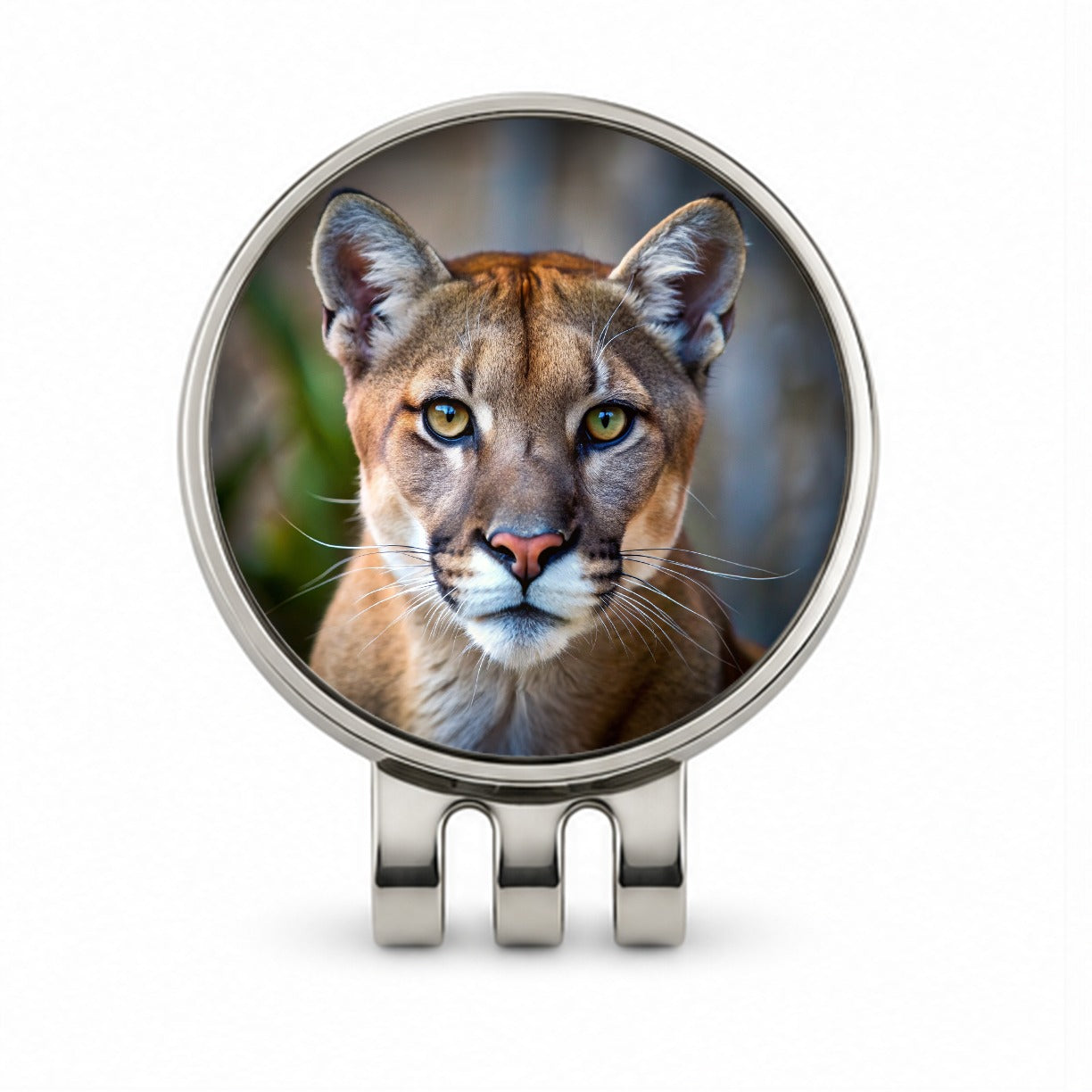 Mountain Lion Cougar Face Golf Hat Clip with Ball Marker