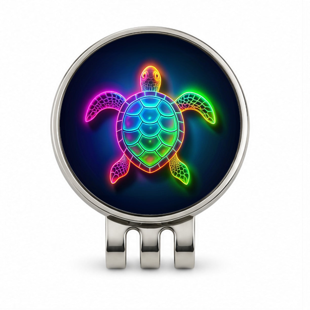 Neon Turtle Golf Hat Clip with Ball Marker