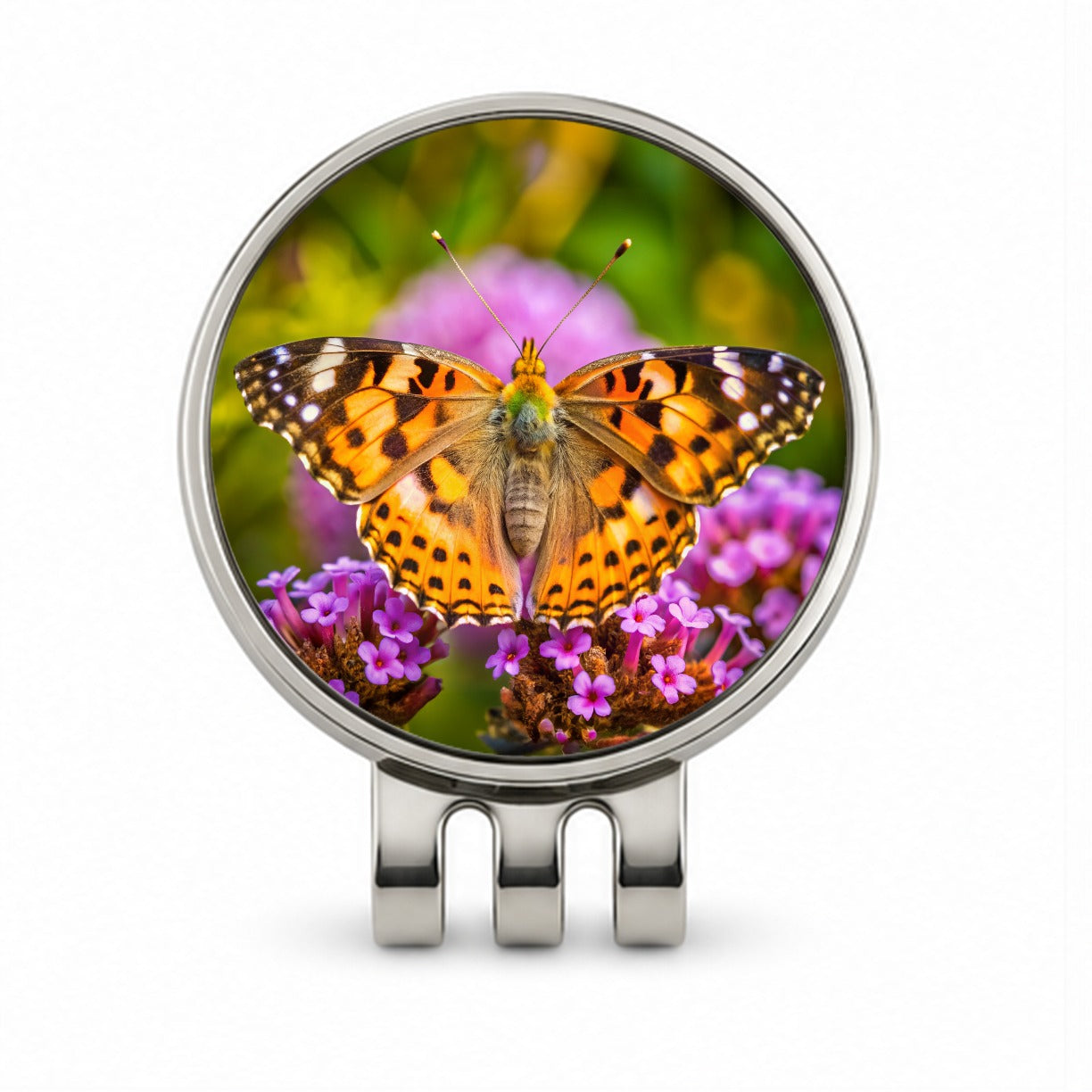 Painted Lady Butterfly Golf Hat Clip with Ball Marker