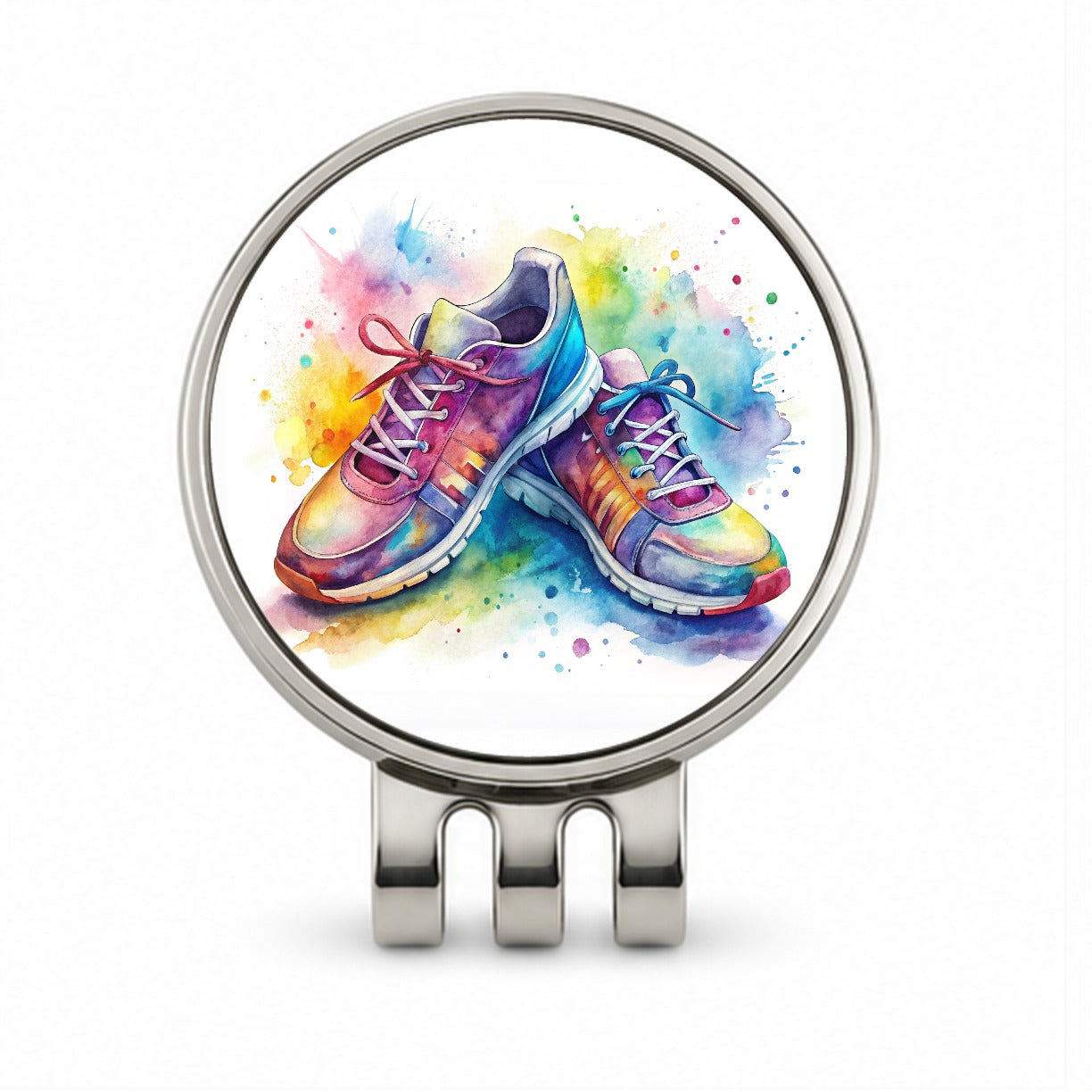 Pair Of Running Shoes Watercolor Golf Hat Clip with Ball Marker
