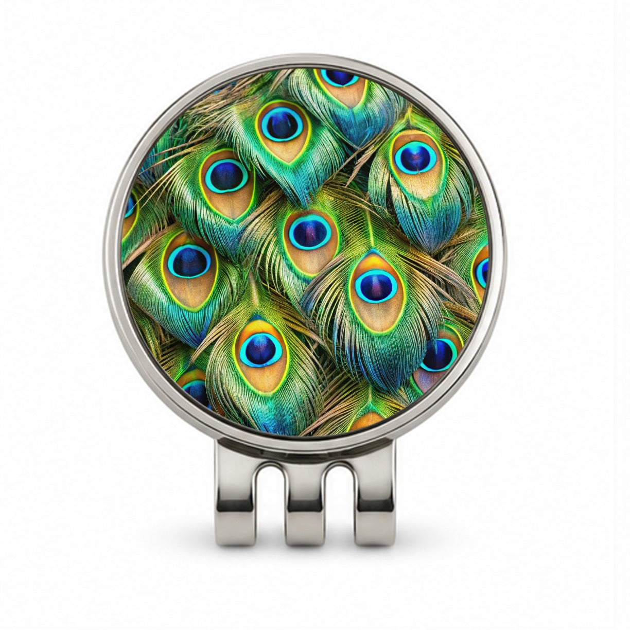 Peacock Feathers Pattern Golf Hat Clip with Ball Marker