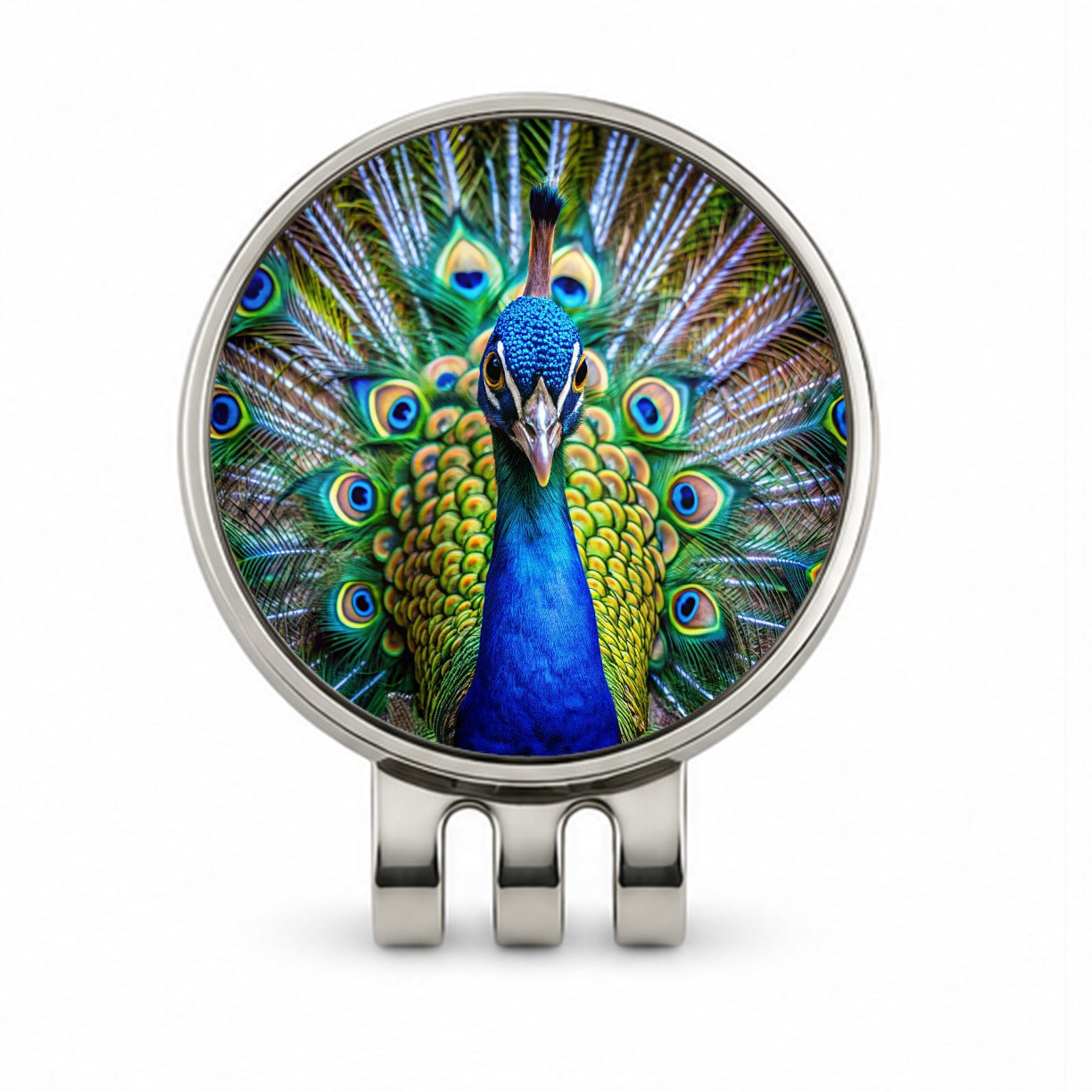 Peacock Golf Hat Clip with Ball Marker