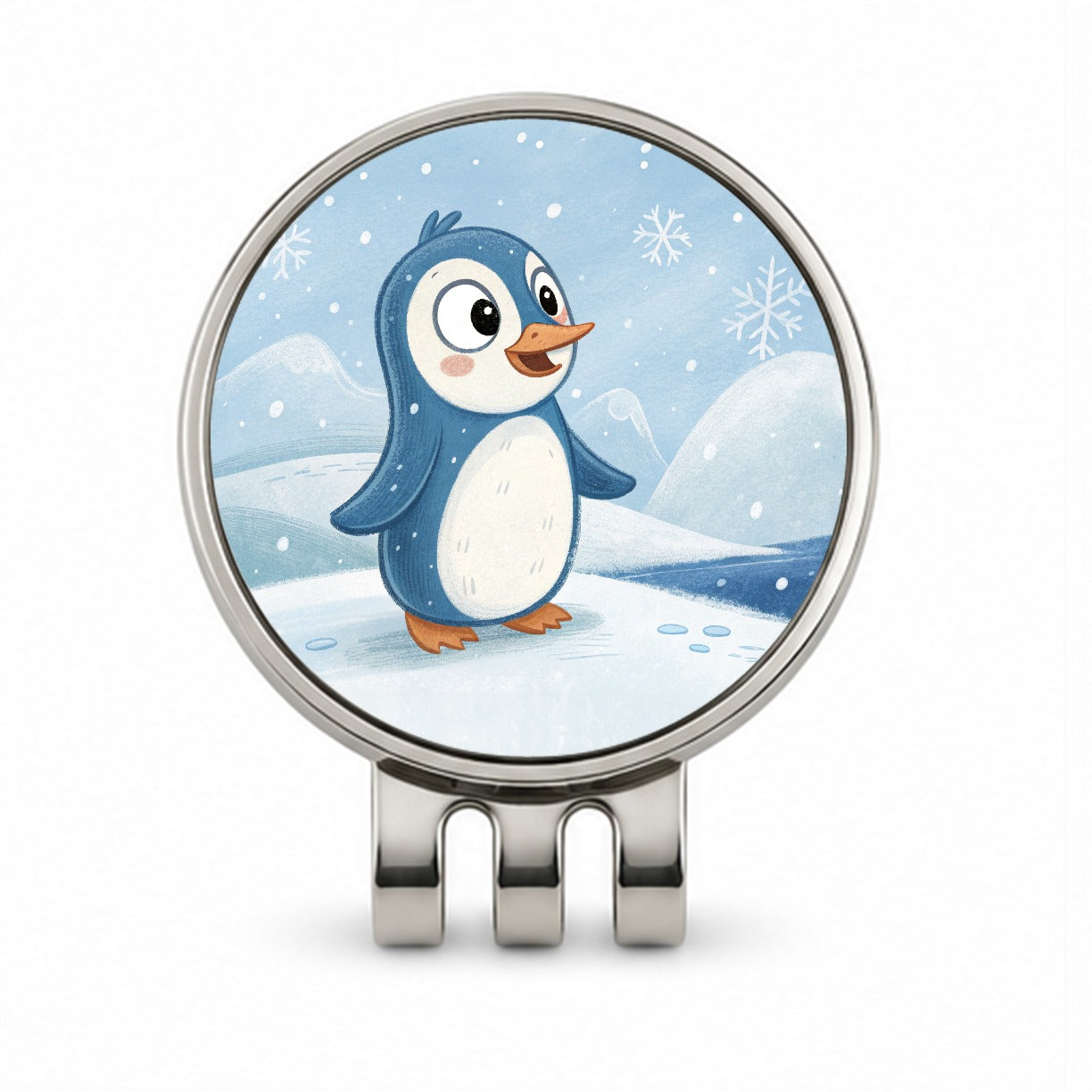 Penguin Children's Illustration Style Golf Hat Clip with Ball Marker