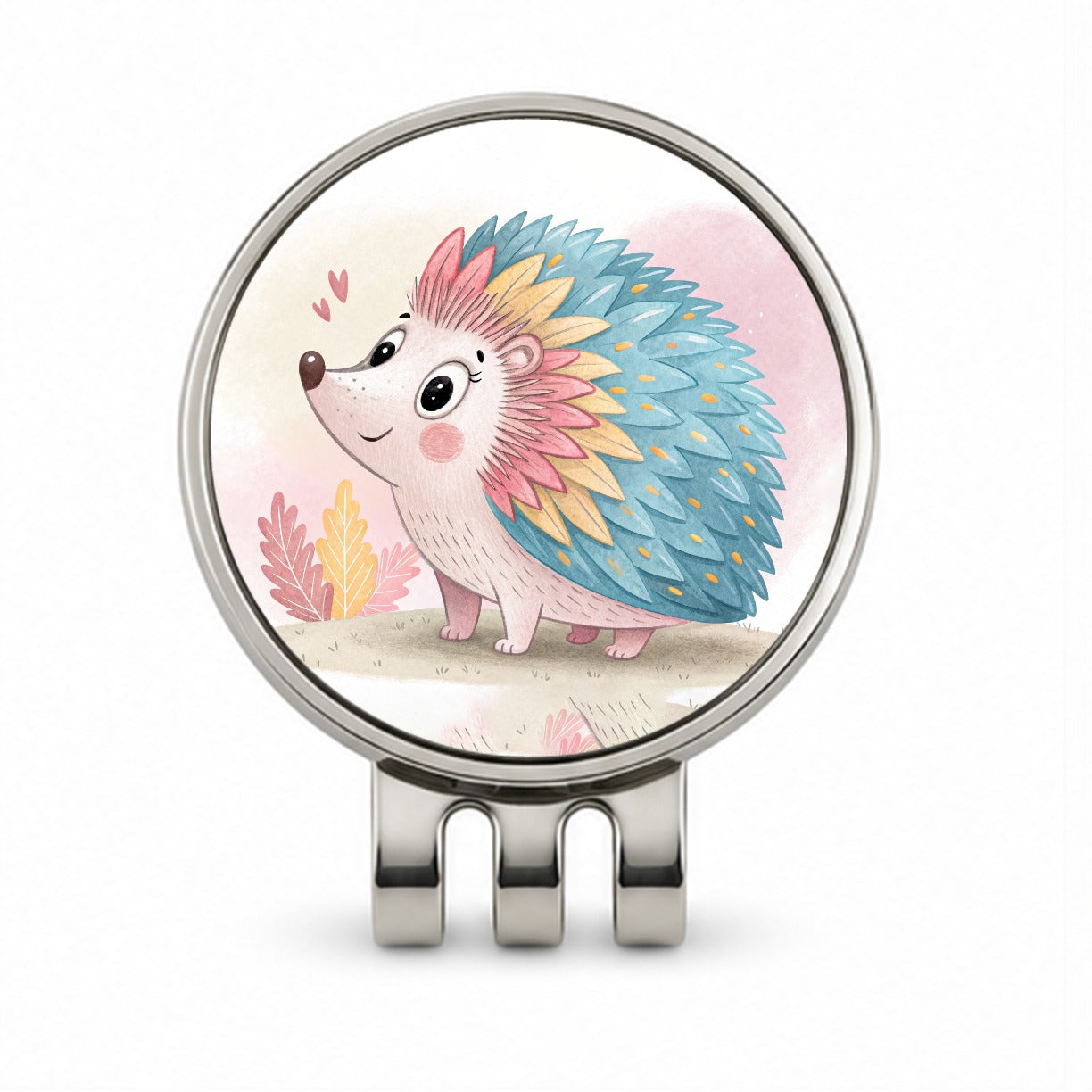 Porcupine Children's Illustration Style Golf Hat Clip with Ball Marker