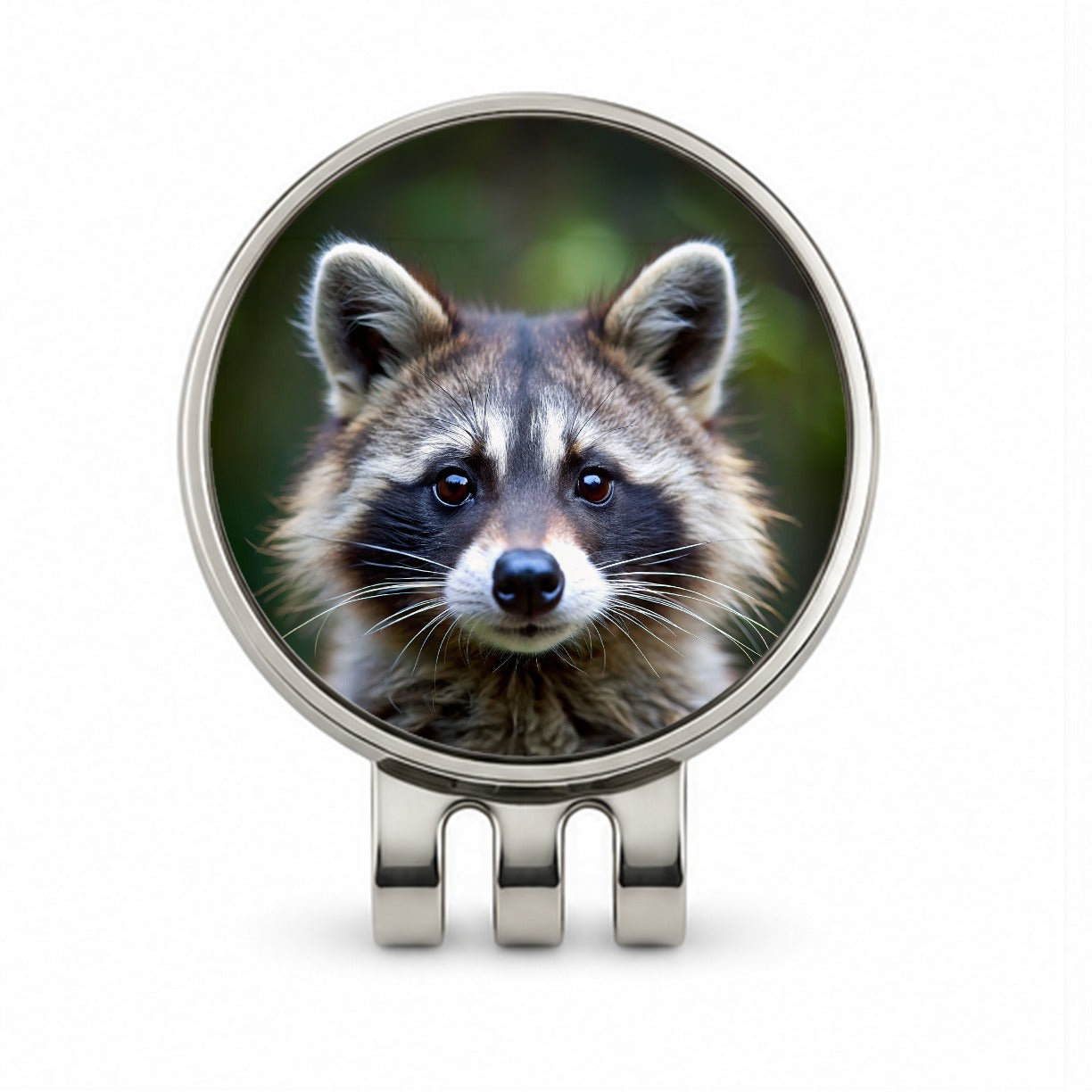 Raccoon Face Golf Hat Clip with Ball Marker