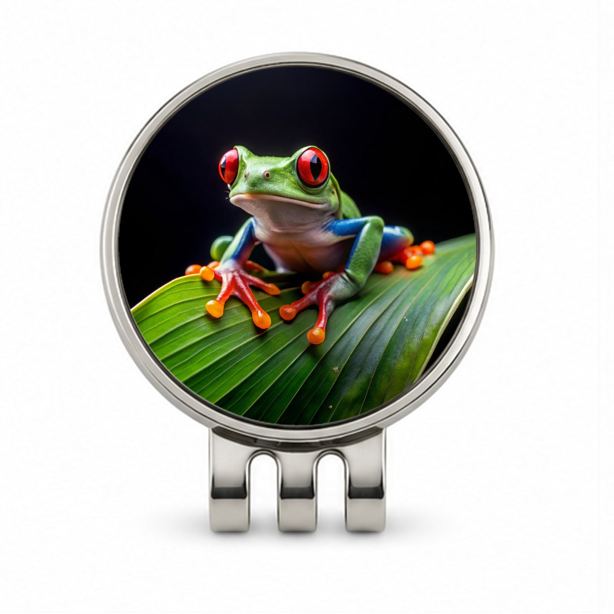Red Eyed Tree Frog On Leaf Golf Hat Clip with Ball Marker