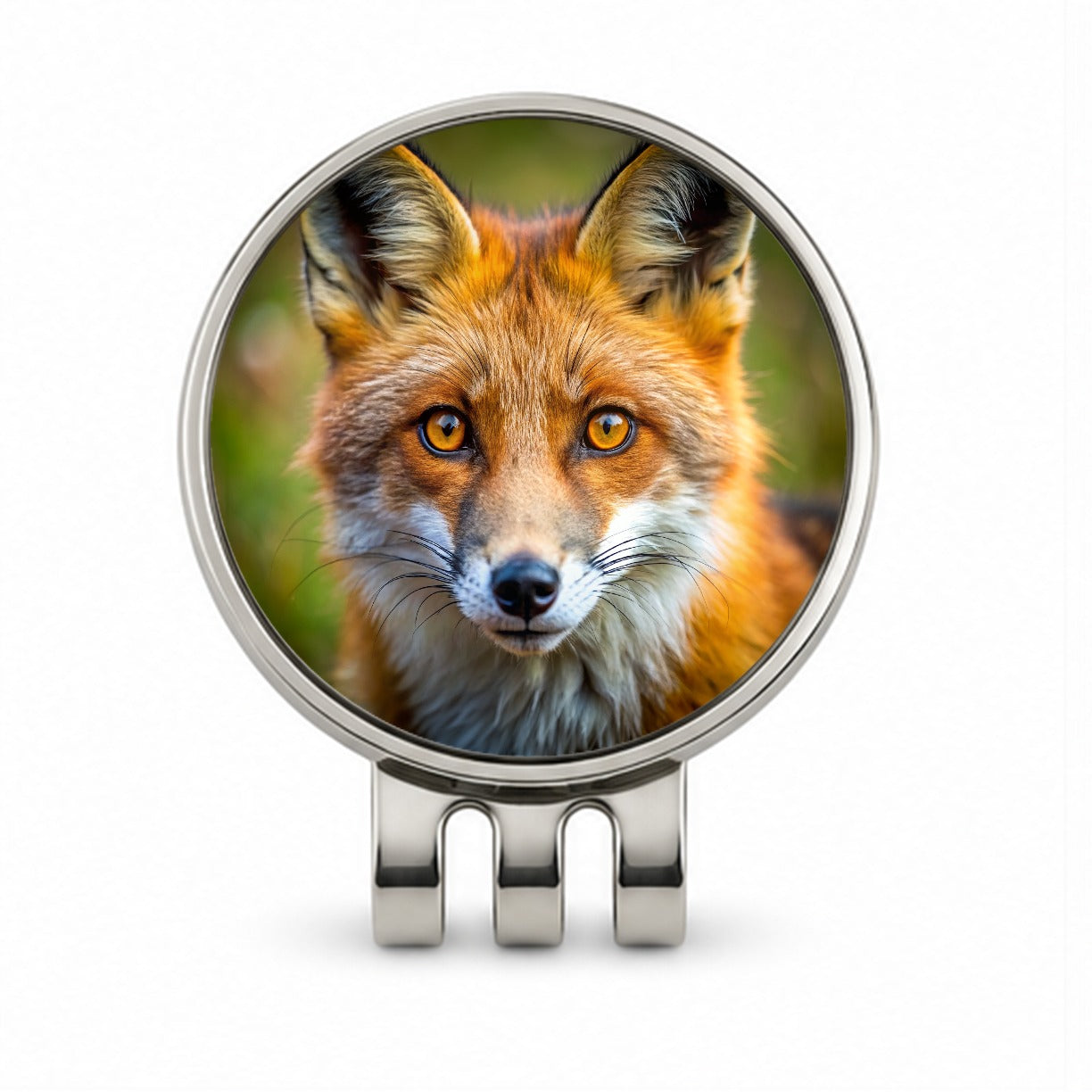Red Fox Face Golf Hat Clip with Ball Marker