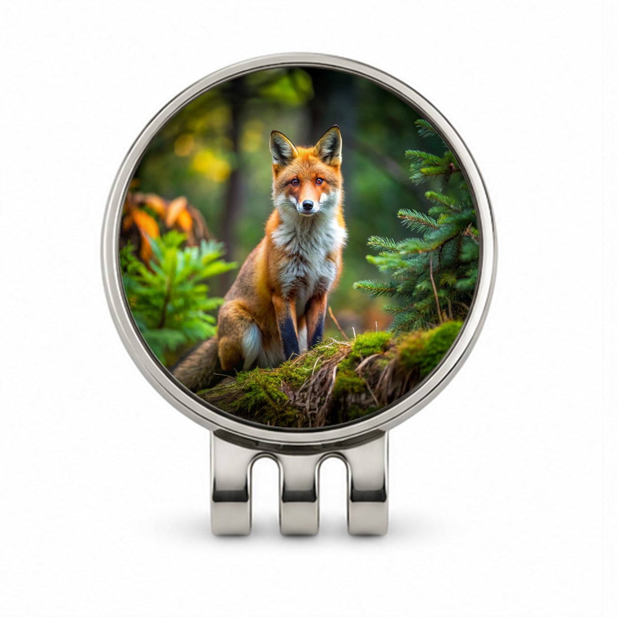 Red Fox In Forest Golf Hat Clip with Ball Marker