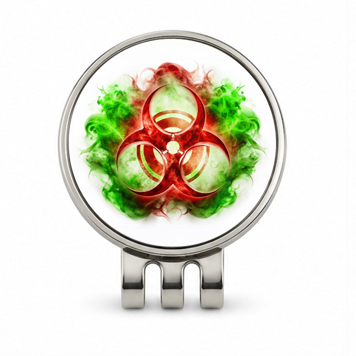 Red Zombie Outbreak Symbol With Green Toxic Gas Golf Hat Clip with Ball Marker