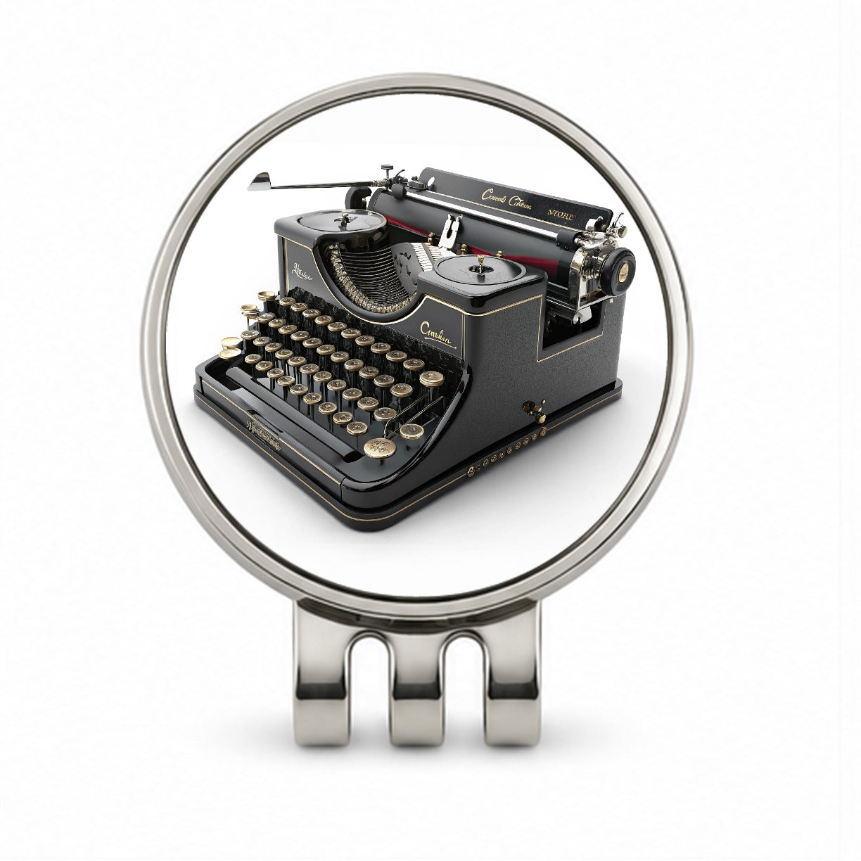 Retro Classic Black Typewriter Golf Hat Clip with Ball Marker