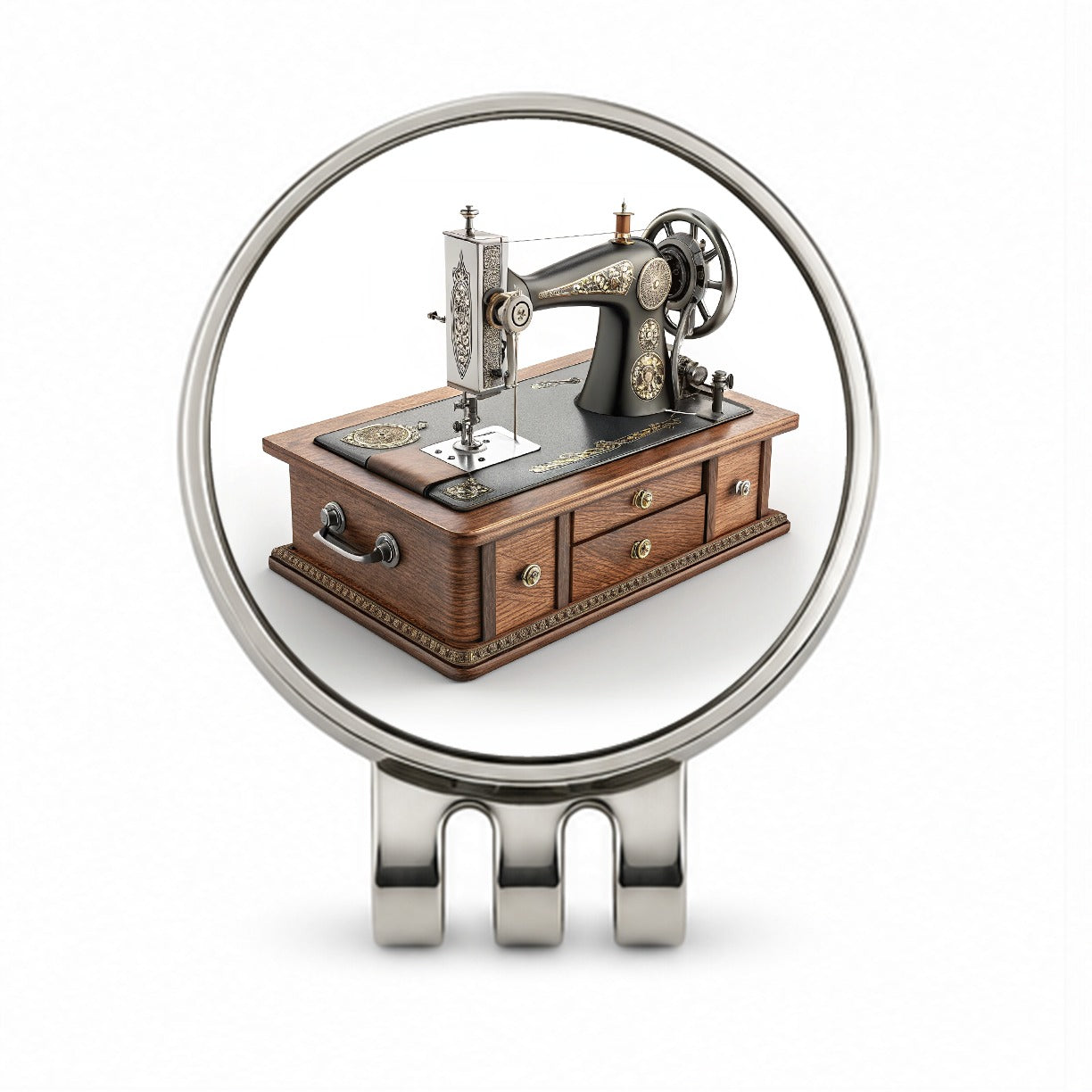Retro Classic Sewing Machine Golf Hat Clip with Ball Marker