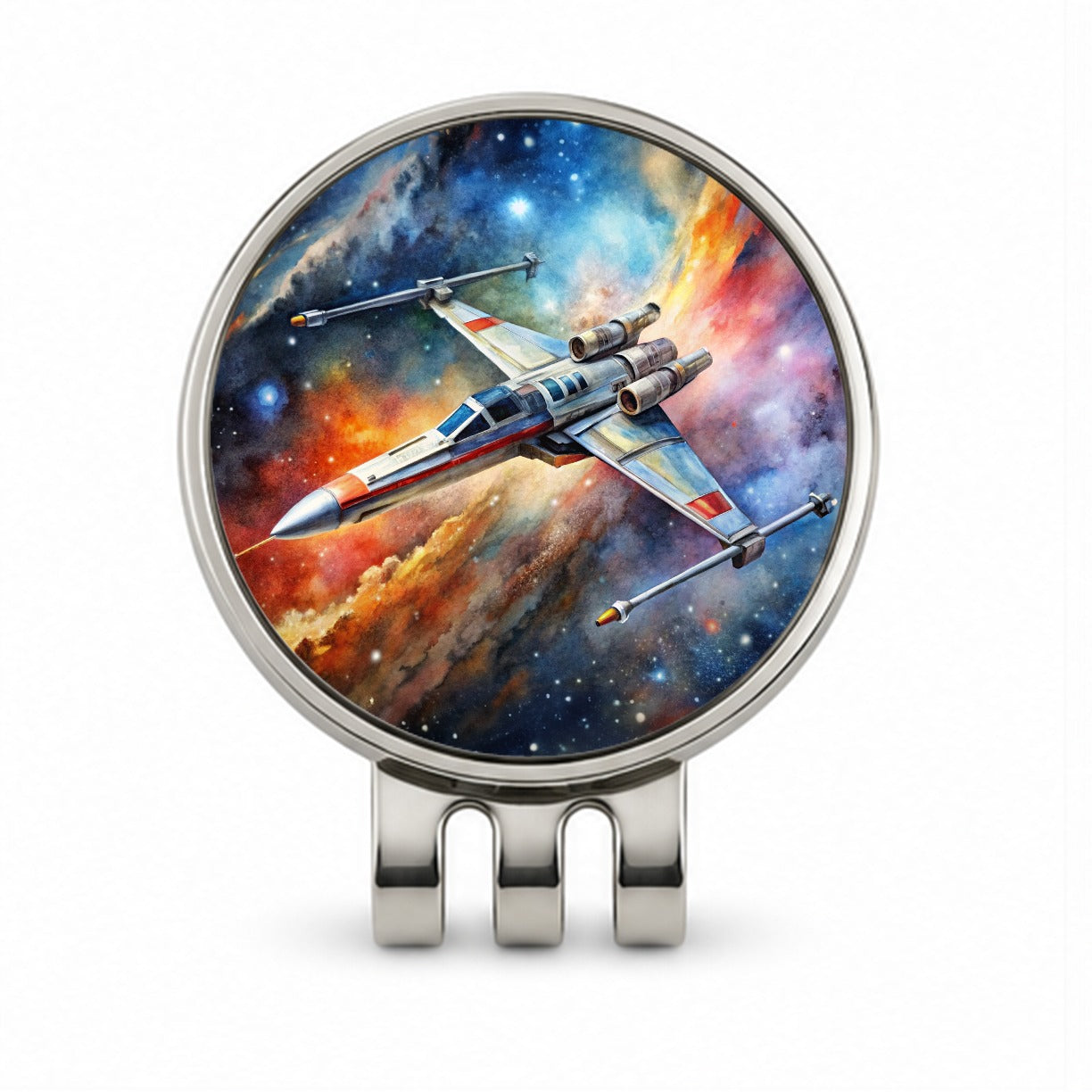 Sci-fi Space Starfighter Golf Hat Clip with Ball Marker