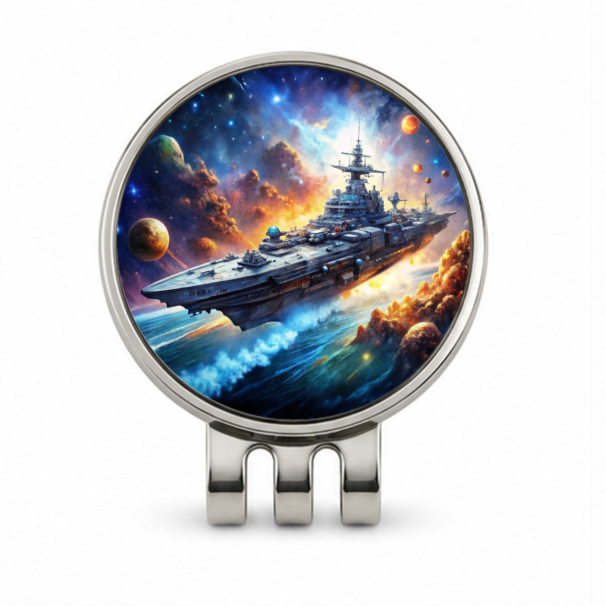 Sci-fi Space Warship Battleship Golf Hat Clip with Ball Marker