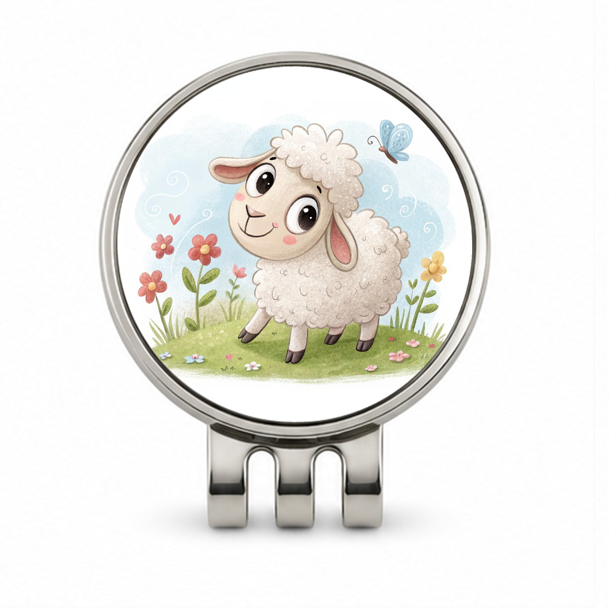 Sheep Lamb Children's Illustration Style Golf Hat Clip with Ball Marker
