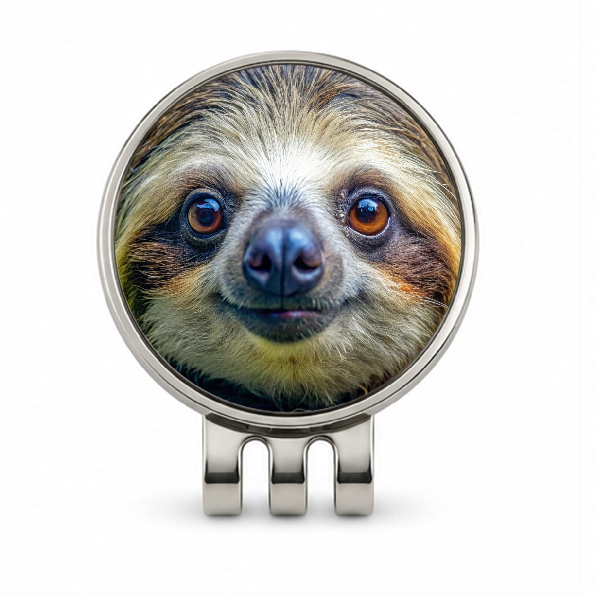 Sloth Face Golf Hat Clip with Ball Marker