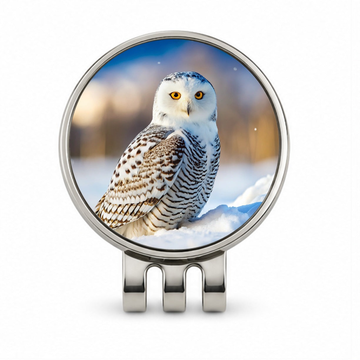 Snowy Owl Raptor Bird Of Prey Golf Hat Clip with Ball Marker