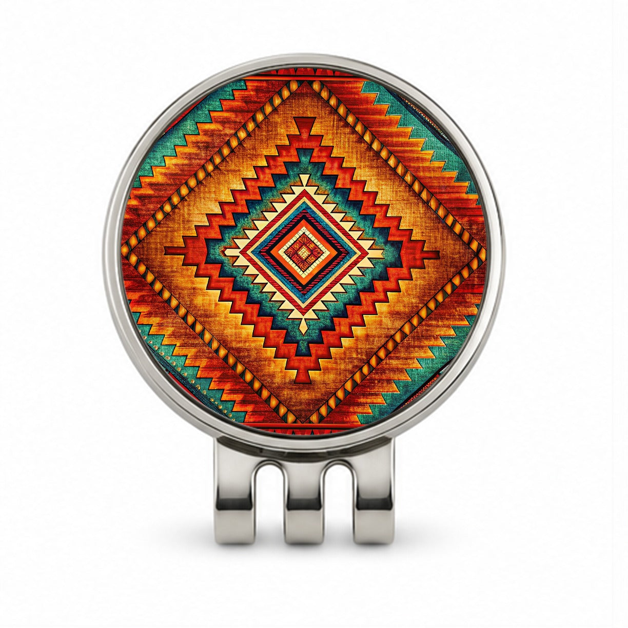 Southwestern Tribal Pattern Design Golf Hat Clip with Ball Marker