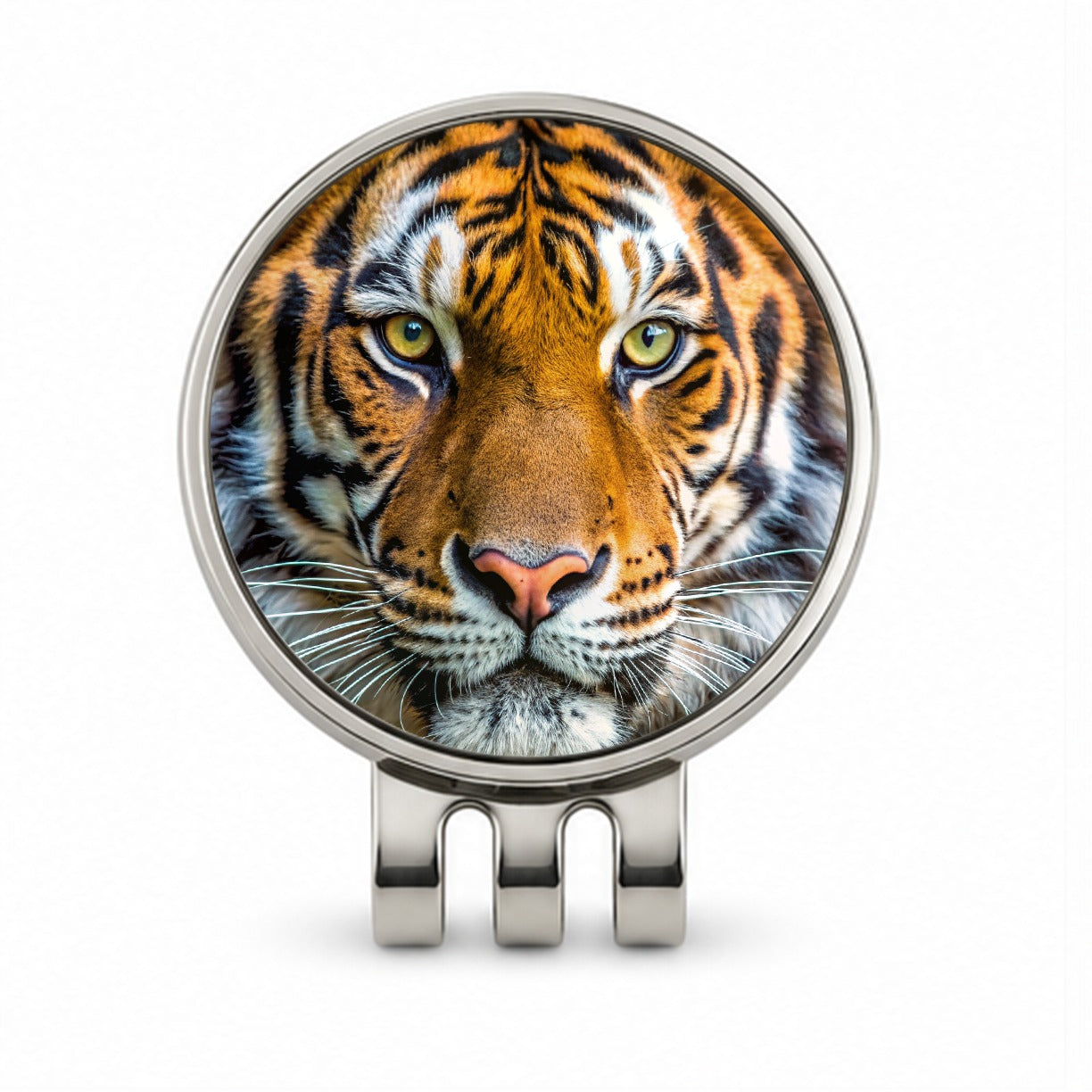 Tiger Face Golf Hat Clip with Ball Marker