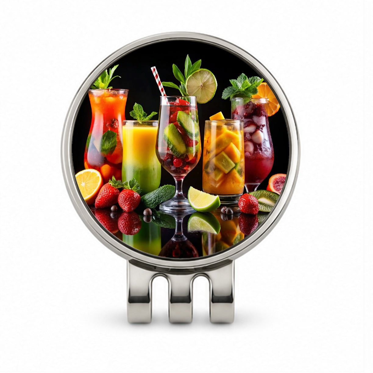 Tropical Fruity Drinks Golf Hat Clip with Ball Marker