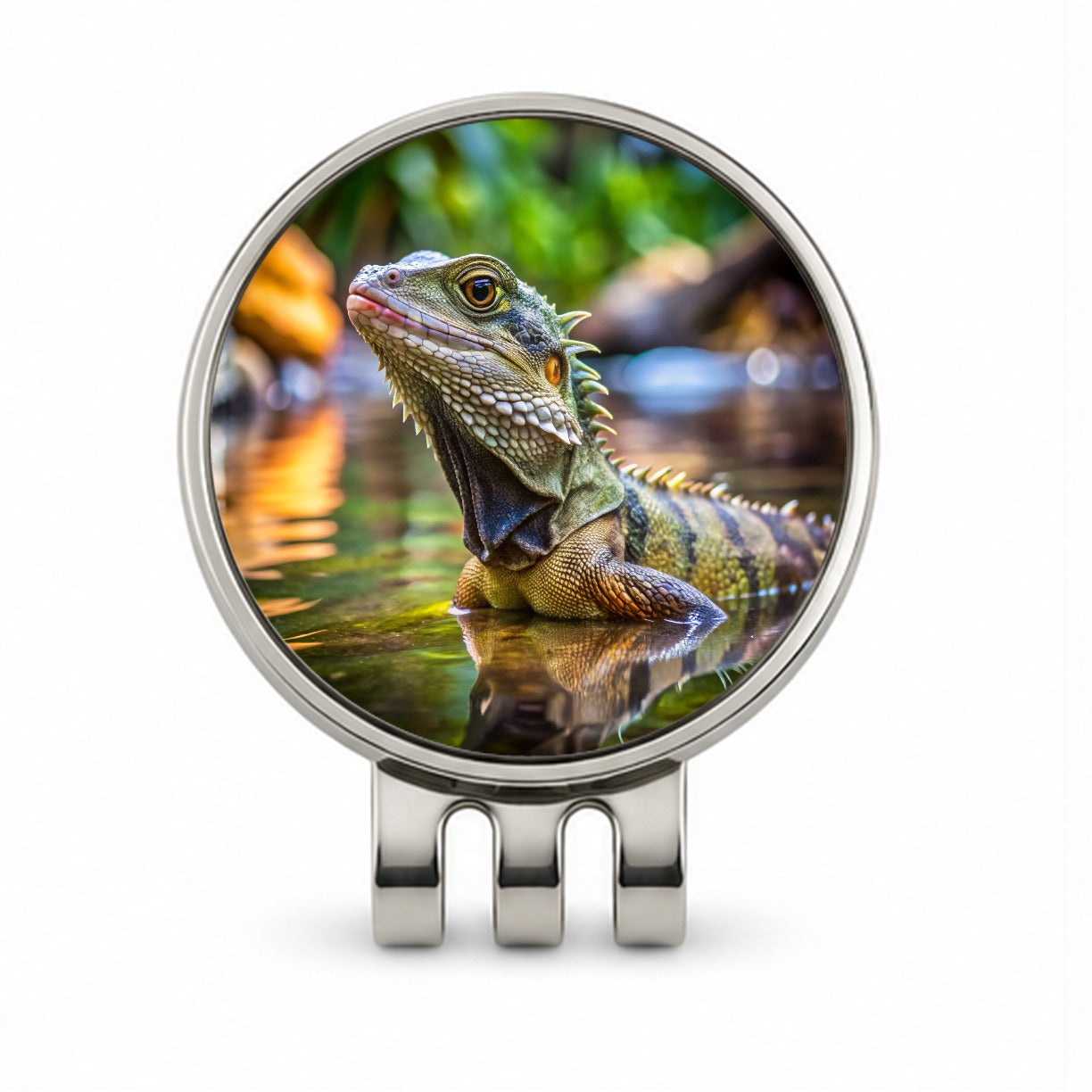 Water Dragon Lizard Reptile Golf Hat Clip with Ball Marker