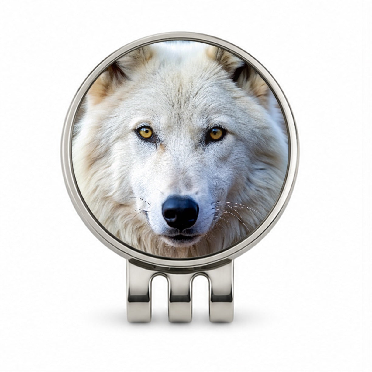 White Wolf Golf Hat Clip with Ball Marker
