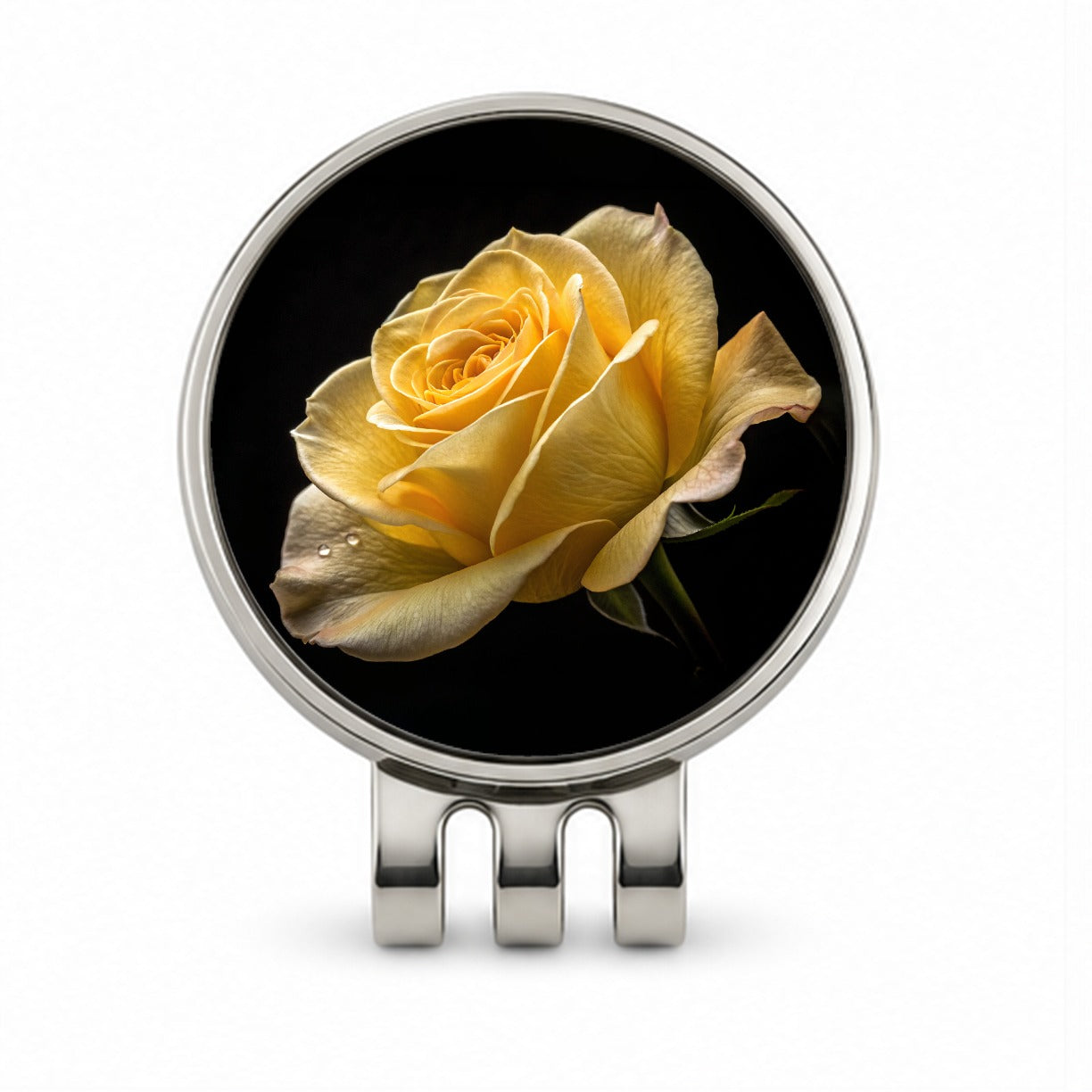 Yellow Rose Golf Hat Clip with Ball Marker