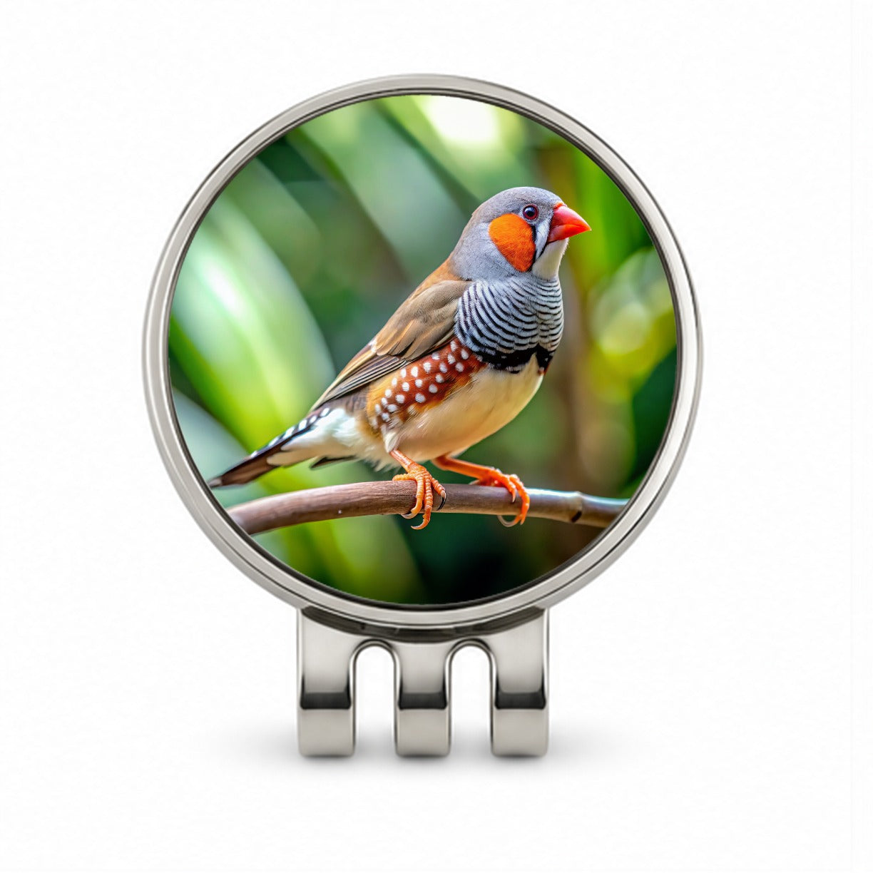 Zebra Finch Backyard Bird Golf Hat Clip with Ball Marker