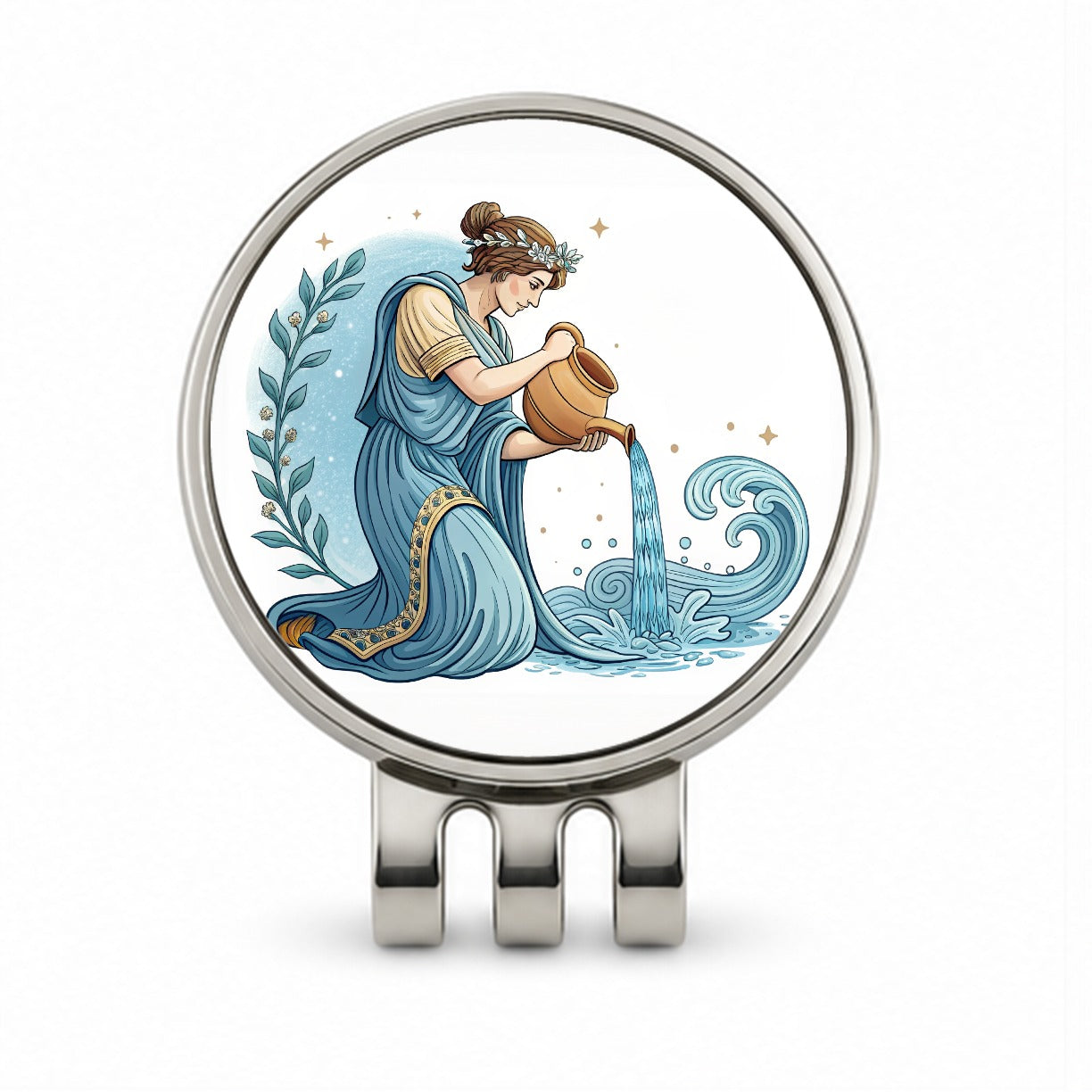 Zodiac Horoscope Symbol Aquarius Water Bearer Golf Hat Clip with Ball Marker