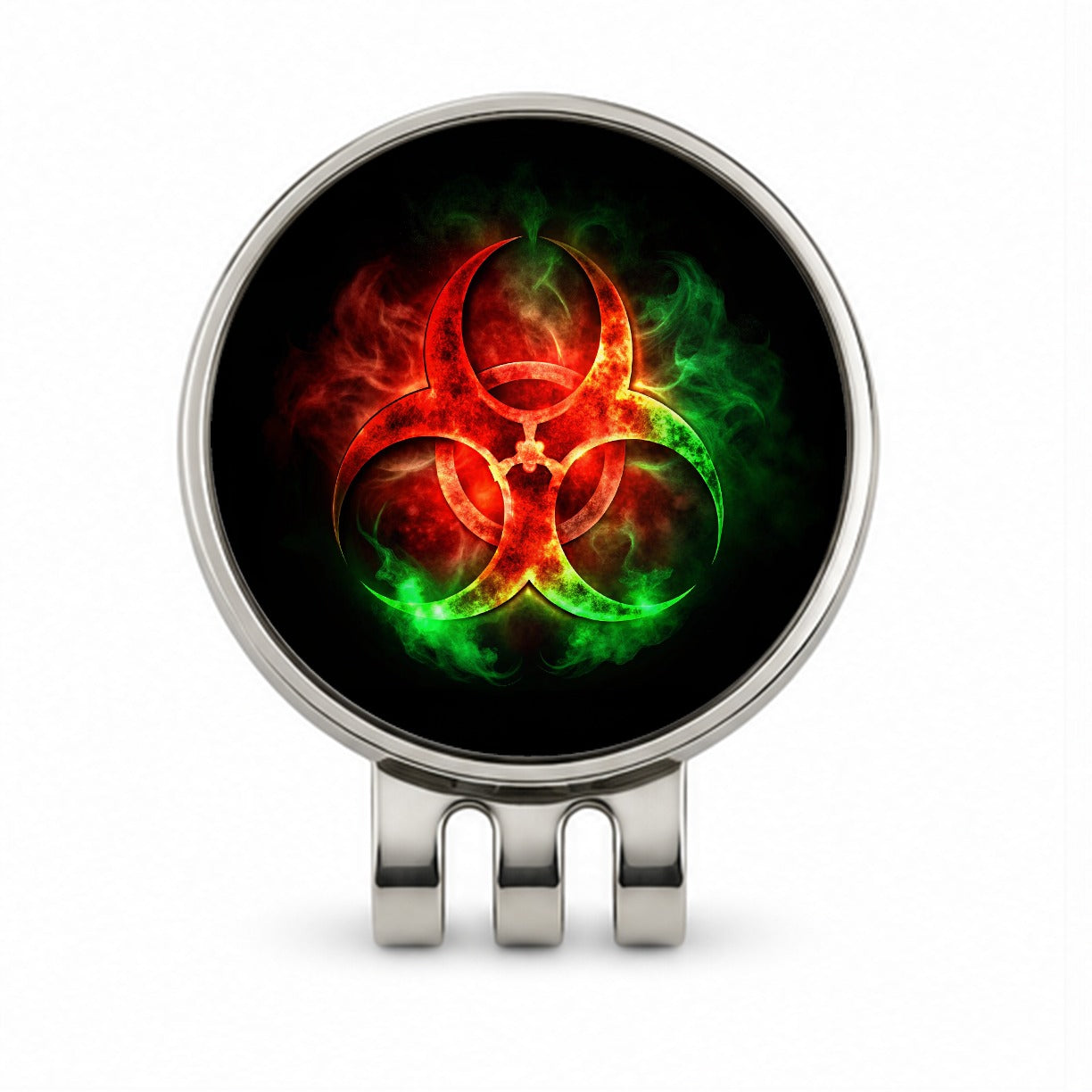 Zombie Outbreak Symbol With Red Green Toxic Gasses Golf Hat Clip with Ball Marker