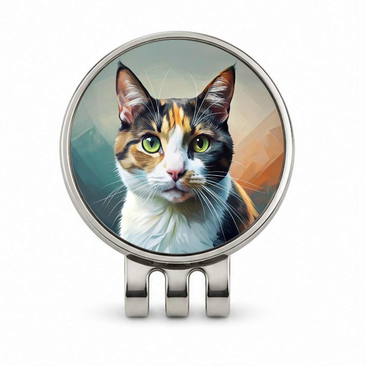 Calico Cat Contemporary Art Golf Hat Clip with Ball Marker