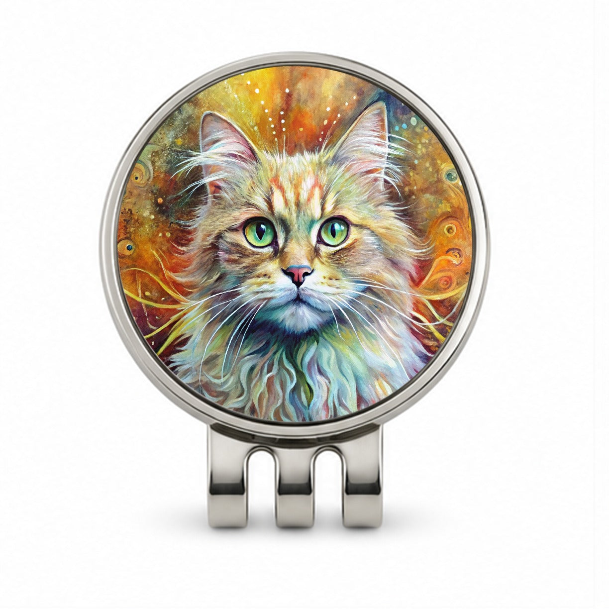 Persian Cat Abstract Art Golf Hat Clip with Ball Marker