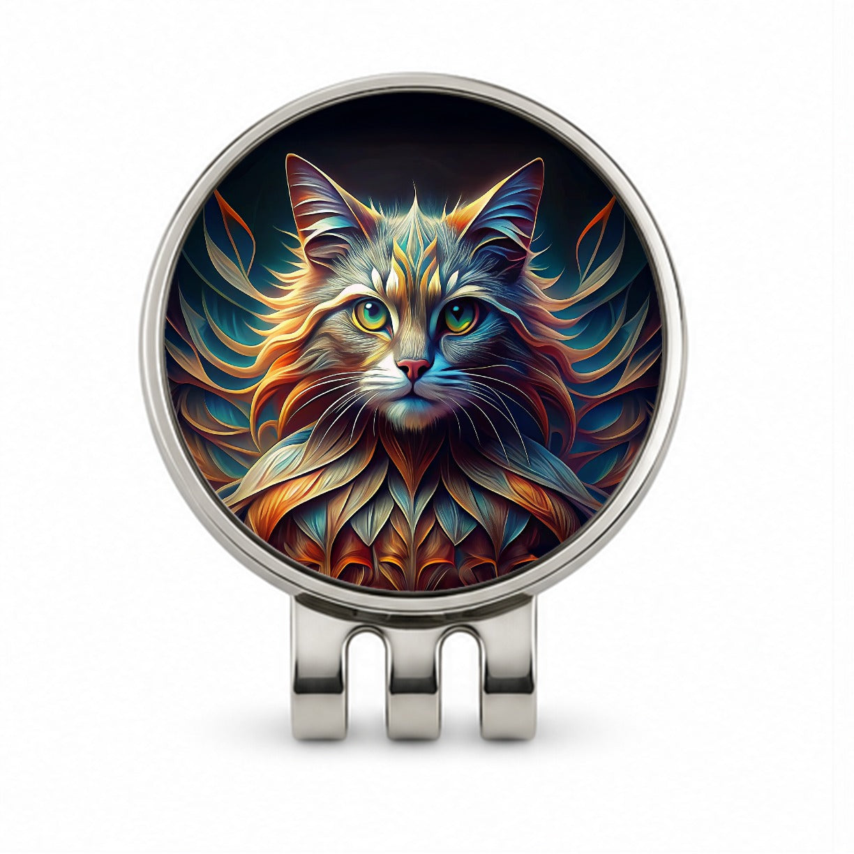 Persian Cat Abstract Stylized Art Golf Hat Clip with Ball Marker