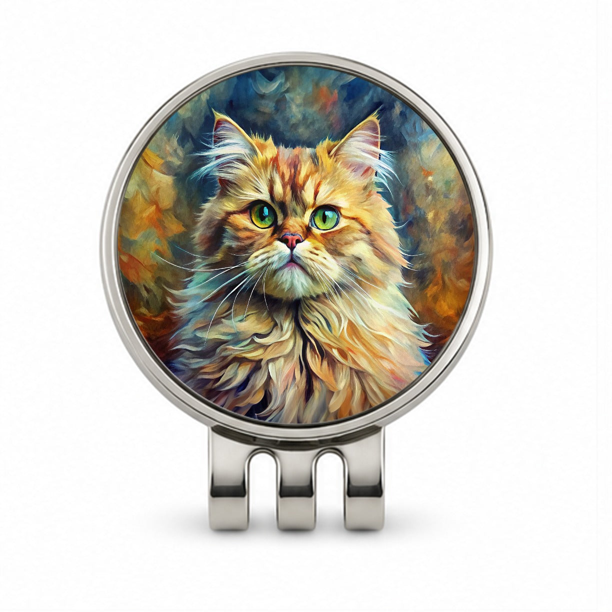 Persian Cat Expressionism Art Golf Hat Clip with Ball Marker