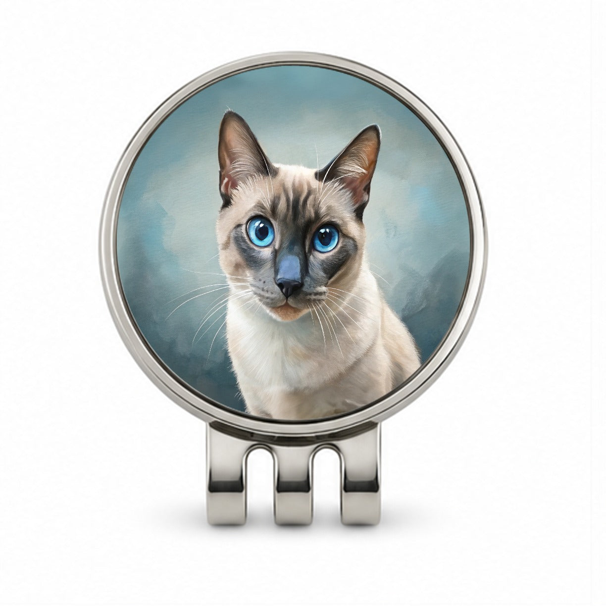Siamese Cat Illustration Golf Hat Clip with Ball Marker
