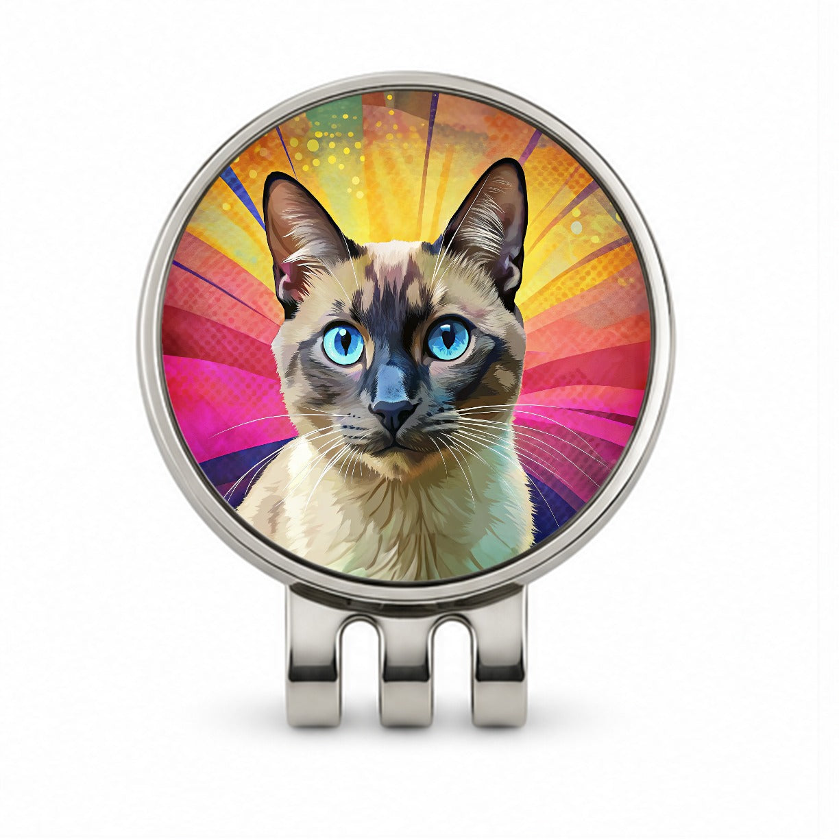 Siamese Cat Pop Art Golf Hat Clip with Ball Marker