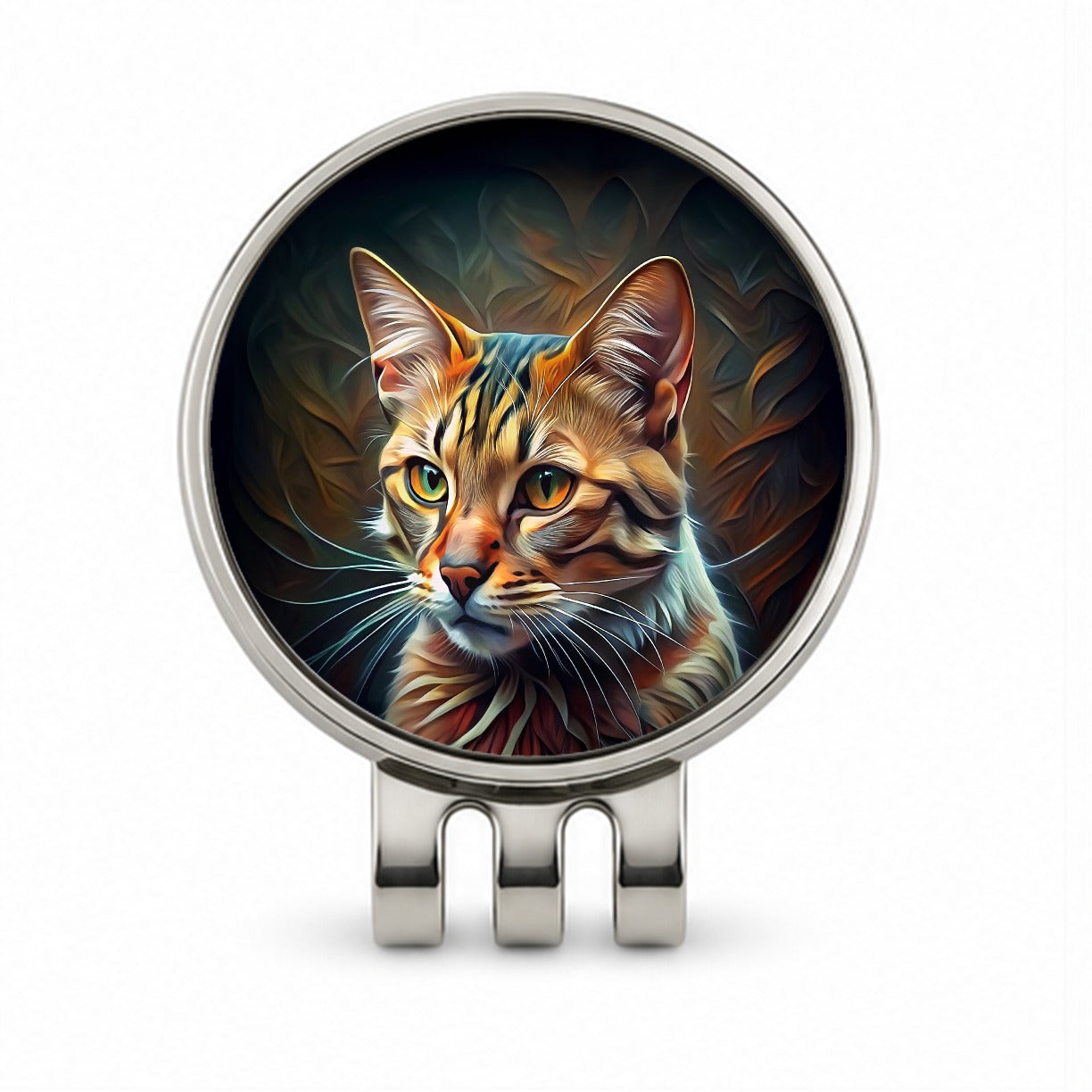 Tabby Cat Abstract Stylized Art Golf Hat Clip with Ball Marker