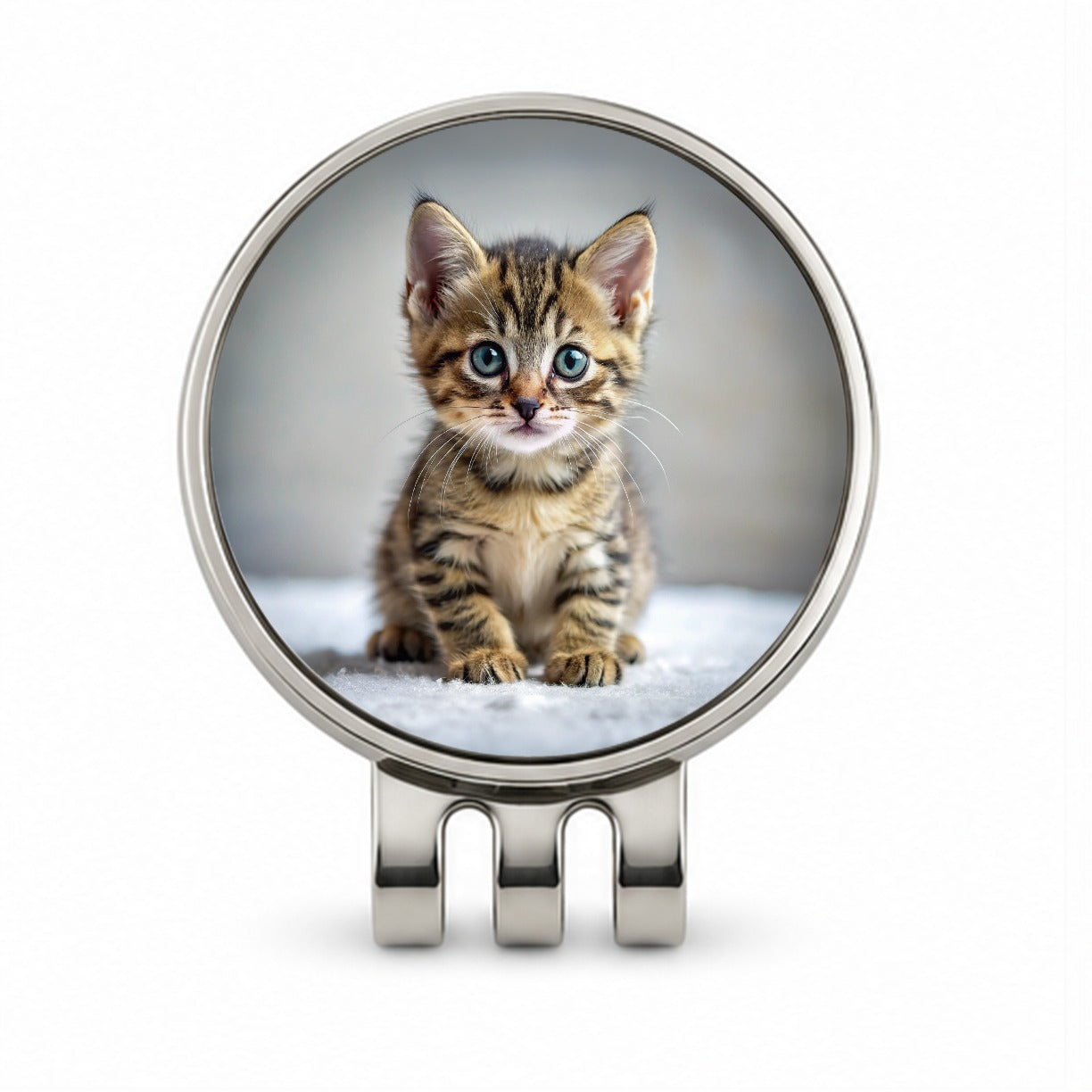 Tabby Cat Kitten Photo Golf Hat Clip with Ball Marker