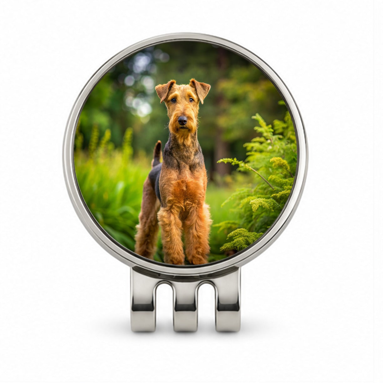 Airedale Terrier Dog Photo Golf Hat Clip with Ball Marker